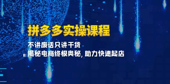 拼多多实操课程：不讲废话只讲干货, 揭秘电商终极奥秘,助力快速起店-搞钱日记