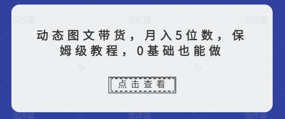 动态图文带货，月入5位数，保姆级教程，0基础也能做【揭秘】-搞钱日记