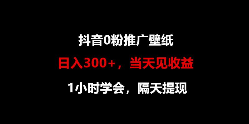 日入300+，抖音0粉推广壁纸，1小时学会，当天见收益，隔天提现-搞钱日记