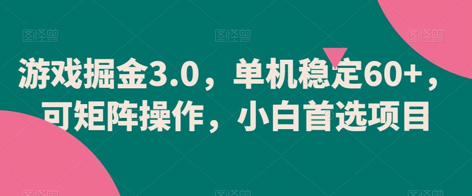 游戏掘金3.0，单机稳定60+，可矩阵操作，小白首选项目【揭秘】-搞钱日记