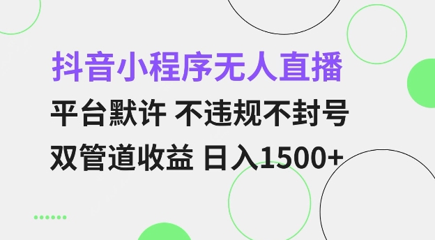 抖音小程序无人直播 平台默许 不违规不封号 双管道收益 日入多张 小白也能轻松操作【仅揭秘】-搞钱日记