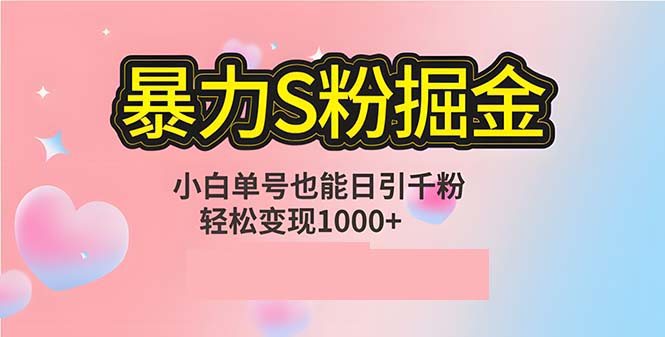 单人单机日引千粉，变现1000+，S粉流量掘金计划攻略-搞钱日记