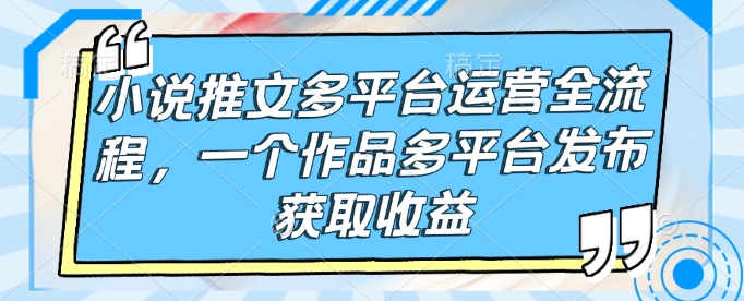 小说推文多平台运营全流程，一个作品多平台发布获取收益-搞钱日记