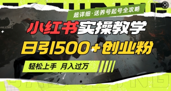 2月小红书最新日引500+创业粉实操教学【超详细】小白轻松上手，月入1W+，附小红书养号起号SOP-搞钱日记