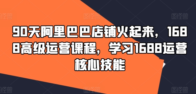90天阿里巴巴店铺火起来，1688高级运营课程，学习1688运营核心技能-搞钱日记