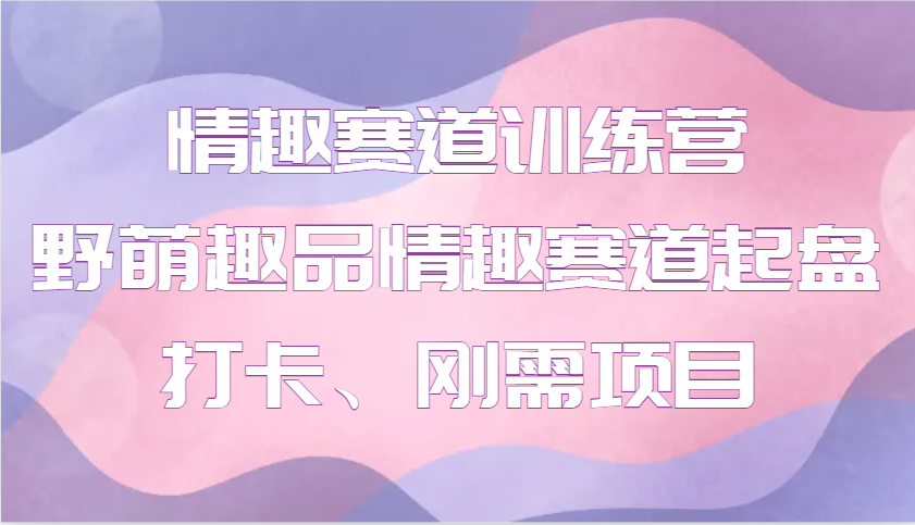 情趣赛道训练营 野萌趣品情趣赛道起盘打卡、刚需项目-搞钱日记