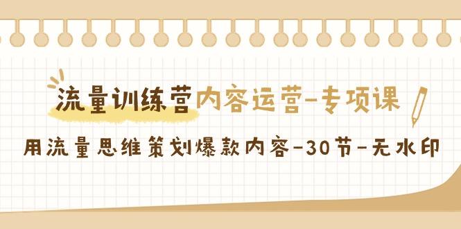 流量训练营之内容运营专项课，用流量思维策划爆款内容(30节课)-搞钱日记