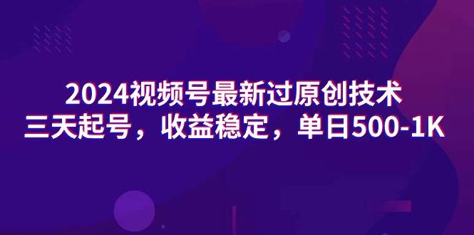 (9505期)2024视频号最新过原创技术，三天起号，收益稳定，单日500-1K-搞钱日记
