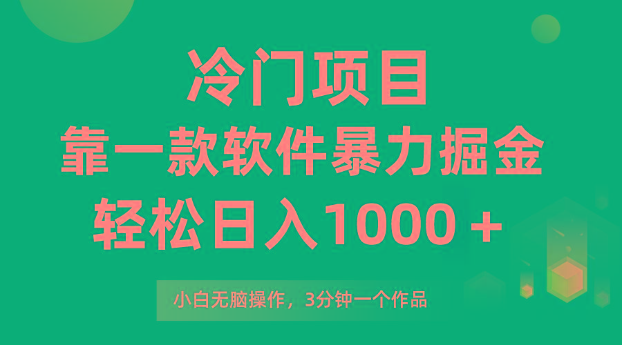 (9791期)冷门项目，靠一款软件暴力掘金日入1000＋，小白轻松上手第二天见收益-搞钱日记