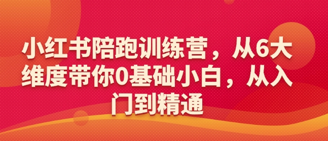 小红书陪跑训练营，从6大维度带你0基础小白，从入门到精通-搞钱日记