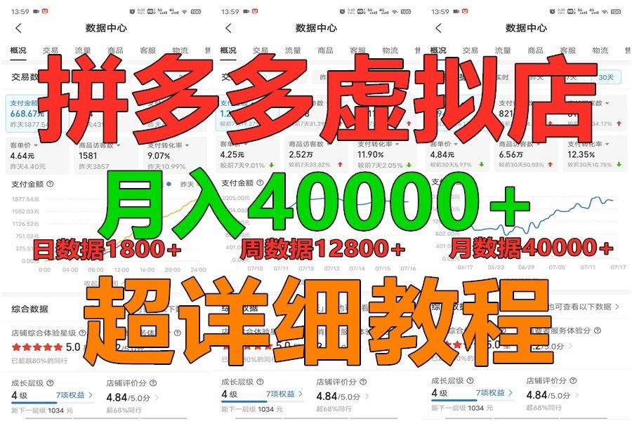 拼多多虚拟电商训练营月入40000+，全网最详细，你做你也行，暴利稳定长久-搞钱日记