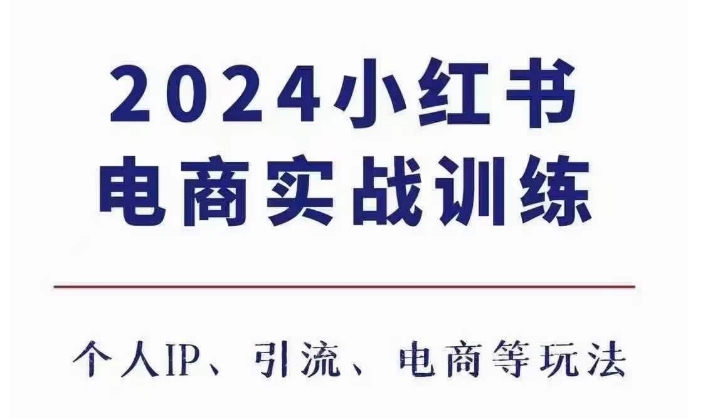 2024小红书电商3.0实战训练，包含个人IP、引流、电商等玩法-搞钱日记