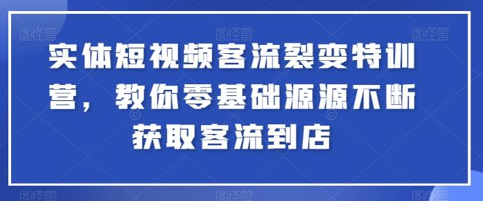 实体短视频客流裂变特训营，教你零基础源源不断获取客流到店-搞钱日记