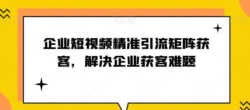 企业短视频精准引流矩阵获客，解决企业获客难题-搞钱日记