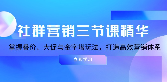 社群营销三节课精华：掌握叠价、大促与金字塔玩法，打造高效营销体系-搞钱日记