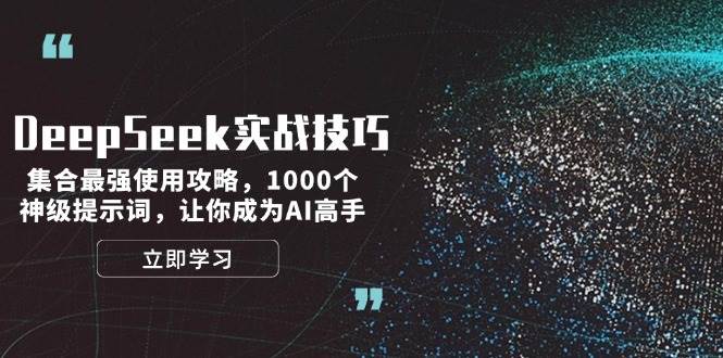 DeepSeek实战技巧：集合最强使用攻略，1000个神级提示词，让你成为AI高手-搞钱日记