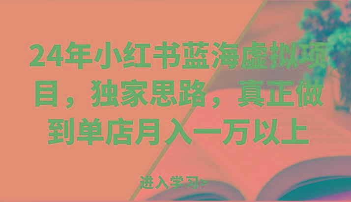 24年小红书蓝海虚拟项目，独家思路，真正做到单店月入一万以上。-搞钱日记