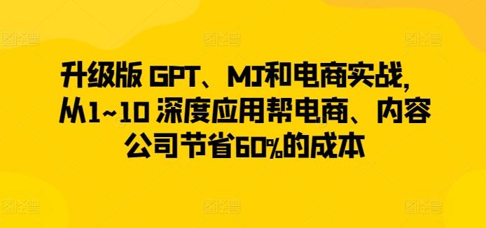 升级版 GPT、MJ和电商实战，从1~10 深度应用帮电商、内容公司节省60%的成本-搞钱日记