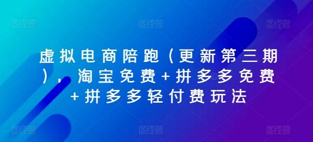 虚拟电商陪跑(更新第三期)，淘宝免费+拼多多免费+拼多多轻付费玩法-搞钱日记