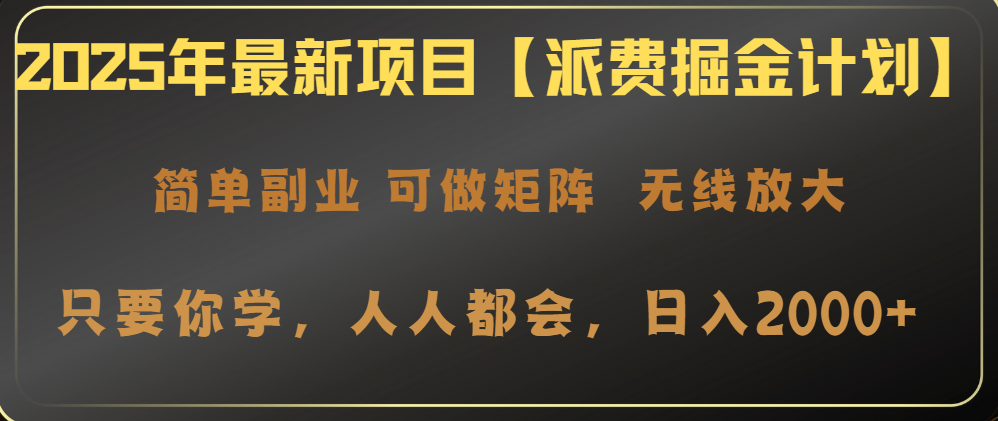 2025年最新项目【派费掘金计划】操作简单，日入2000+-搞钱日记