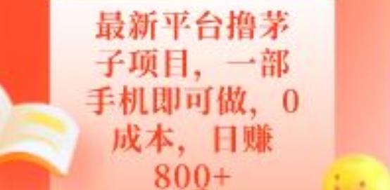 最新平台撸茅子项目，一部手机即可做，0成本，日赚800+-搞钱日记