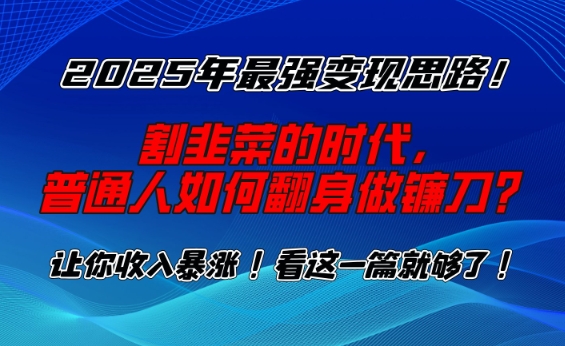 2025年最强变现思路，割韭菜的时代， 普通人如何翻身做镰刀？【揭秘】-搞钱日记