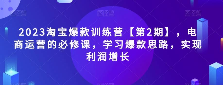 2023淘宝爆款训练营【第2期】，电商运营的必修课，学习爆款思路，实现利润增长-搞钱日记