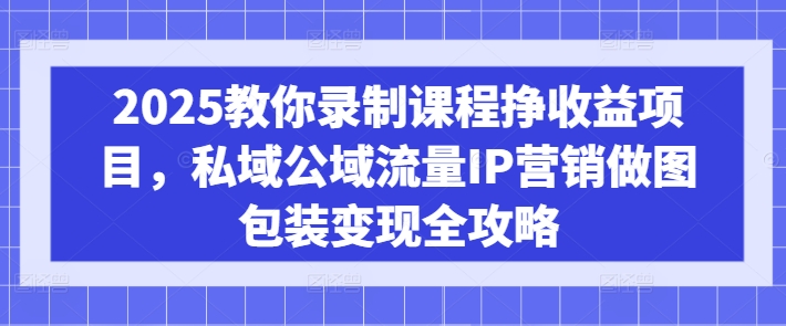 2025教你录制课程挣收益项目，私域公域流量IP营销做图包装变现全攻略-搞钱日记