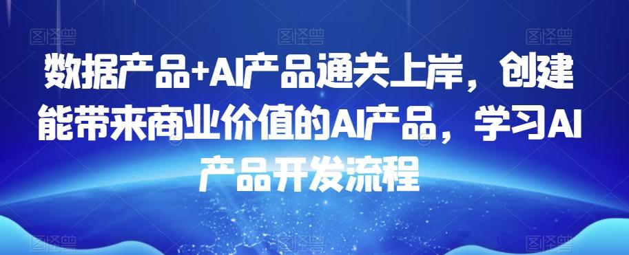 数据产品+AI产品通关上岸，创建能带来商业价值的AI产品，学习AI产品开发流程-搞钱日记