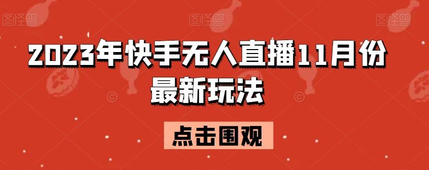 2023年快手无人直播11月份最新玩法-搞钱日记